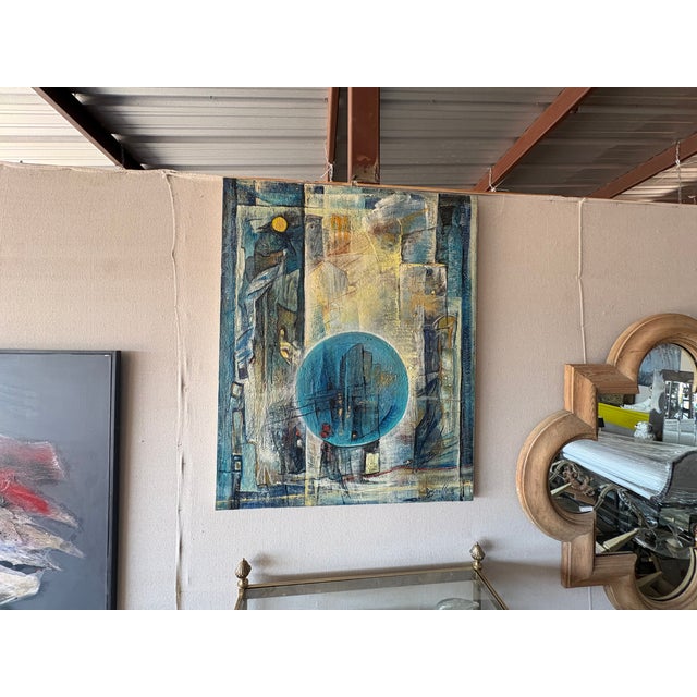 1950s French Modern Abstract Oil Painting For Sale - Image 4 of 12