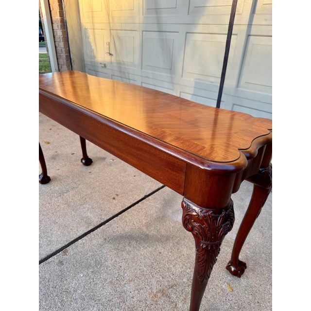 1990s Henkel Harris Chippendale Ball & Claw Carved Mahogany Console For Sale - Image 10 of 10