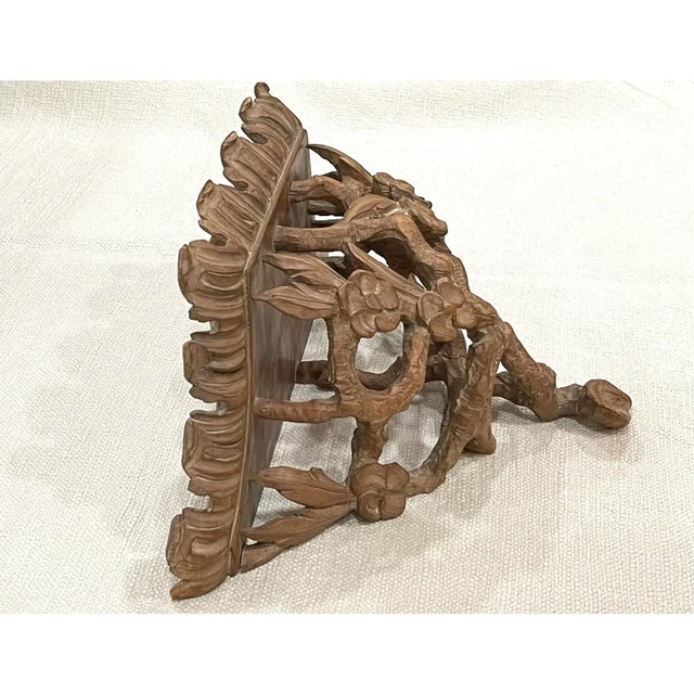 Wood Vintage French Carved Cerused Floral Wall Bracket For Sale - Image 7 of 10