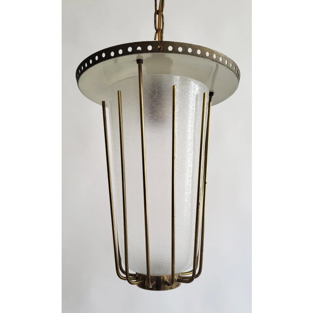 Mid-Century Modern Mid-Century Modern Brass and Glass Lantern, Austria, 1950s For Sale - Image 3 of 15