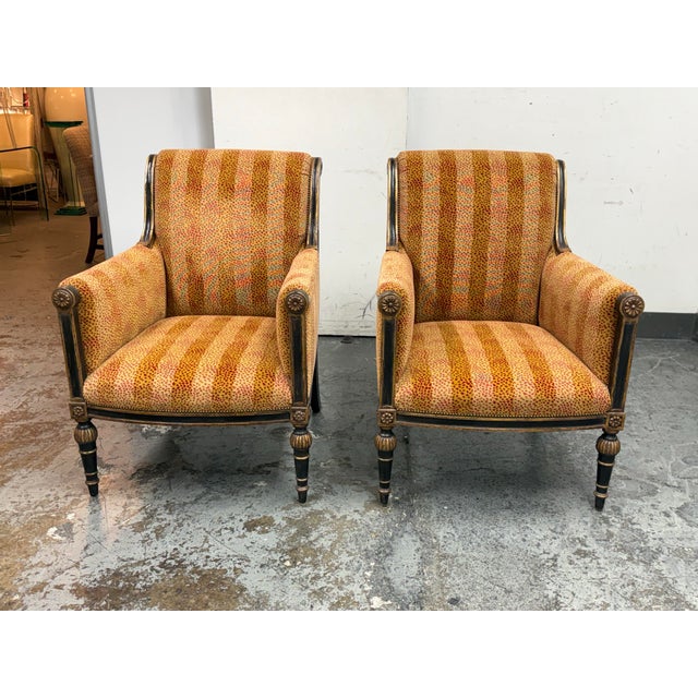 Design Plus Gallery presents a Pair of Lounge Chairs from Nancy Corzine. A bold, tailored silhouette with sculptural...