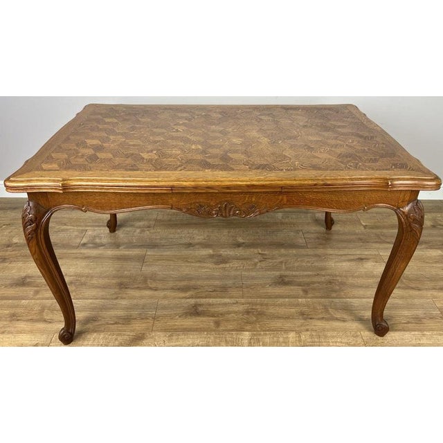 French Louis XVI Extendable Dining Table in Carved Oak For Sale - Image 17 of 17