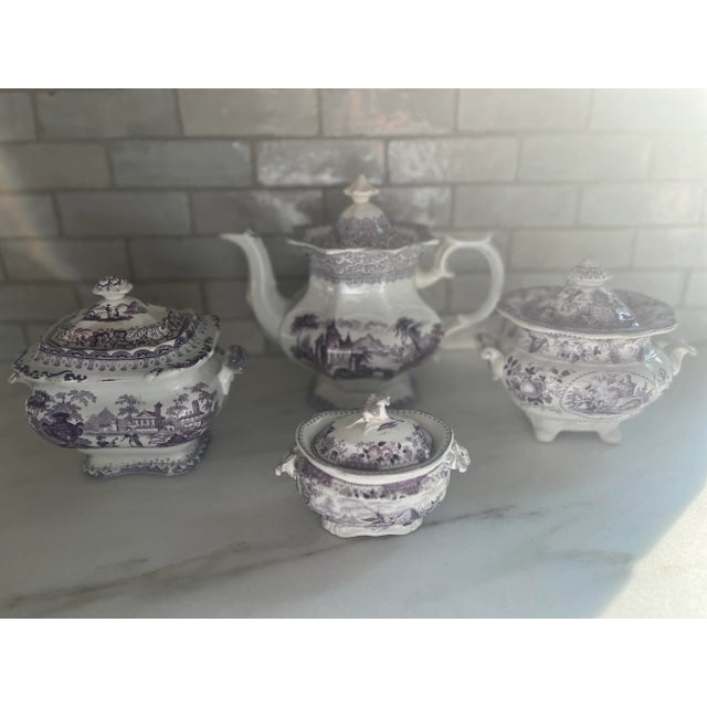 English Mid 19th Century Purple Staffordshire Transferware Creamer Small Pitcher For Sale - Image 3 of 7