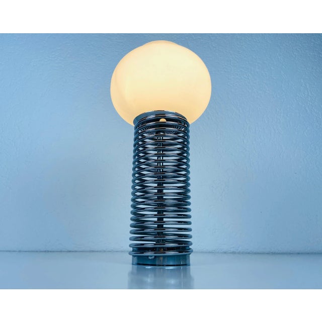 Chrome Chrome and Opal Glass Table Lamp, Italy, 1960s For Sale - Image 8 of 11