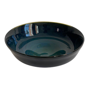 Blue Glass Low Bowl by Donald Jay Schneider, C. 1990s