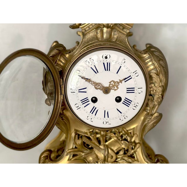 19thC French Maker Louis XVI Gold Ormolu Bronze Mantel Clock, 1 For Sale - Image 4 of 18