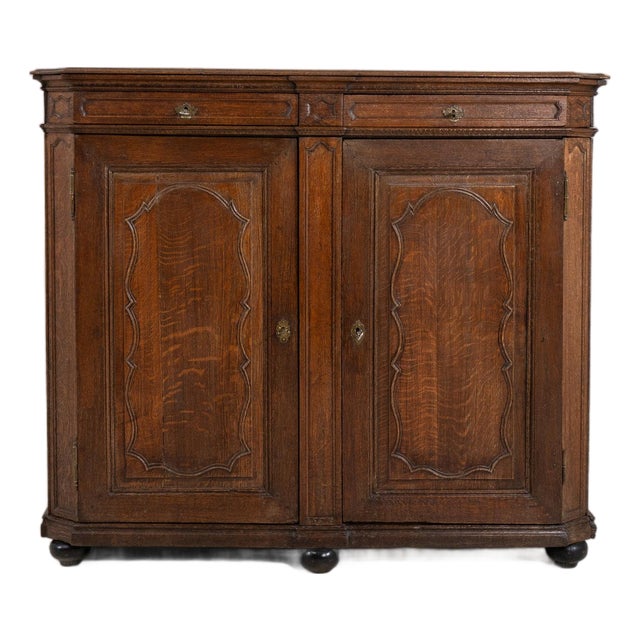 Early 19th Century France Rich Walnut Brown Carved Walnut Two-Door Buffet For Sale