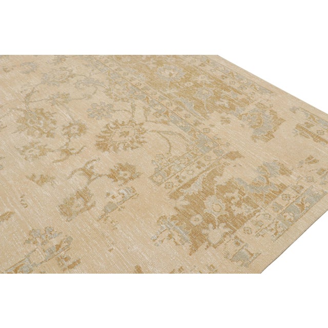 Textile 2010s Rug & Kilim’s Oushak Style Rug in Cream With Gold and Blue Floral Patterns For Sale - Image 7 of 9