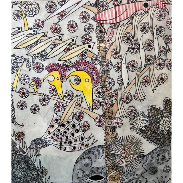 Black Laurence Donovan, Mod Surrealist 1970's Drawing Watercolor Painting Jungle Fantasy, Unicorn, Lion, 1974 For Sale - Image 8 of 12