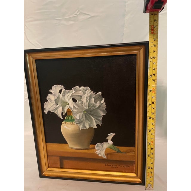Danielle Bussone Original Still Life Oil Painting "White Petunias" - Framed 2004 For Sale In Washington DC - Image 6 of 9