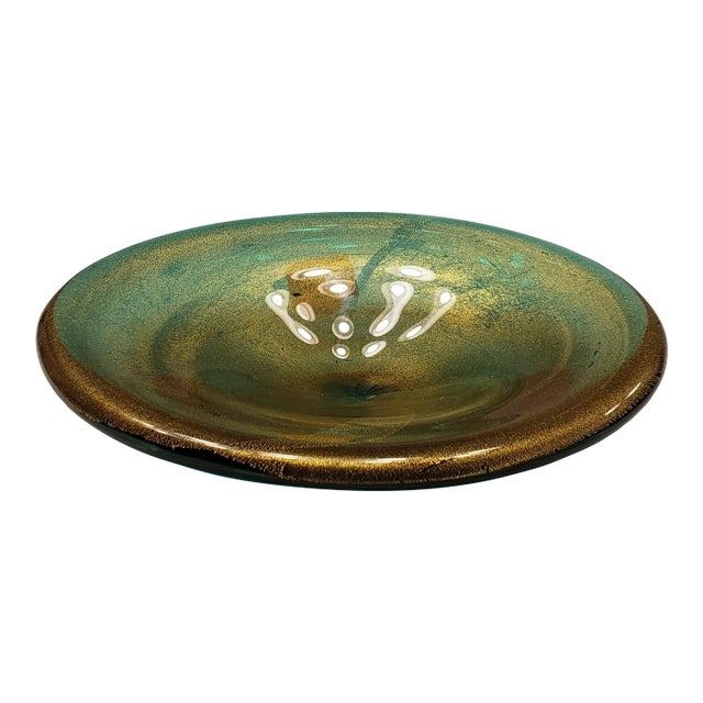 Pauly & C Murano Green Aventurine Glass Bowl 1930s For Sale