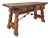 1930s Low Rustic Walnut Console Table with Two Drawers and Iron Stretcher For Sale