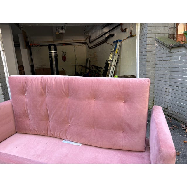 Brunschwig & Fils Custom Blush Pink Velvet Upholstered Daybed For Sale - Image 4 of 7
