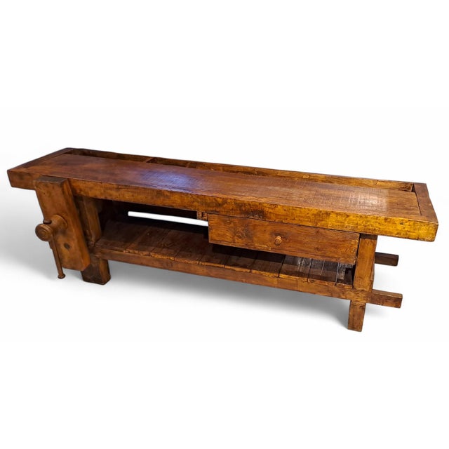 Vintage Poplar Carpenters Bench, 1920s For Sale - Image 12 of 12