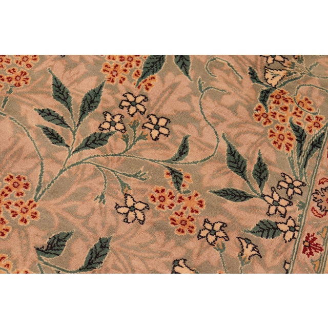 Shabby Chic Floral 1990's Pak-Persian Green/Green Wool Rug - 6'1'' X 9'1'' For Sale - Image 3 of 9
