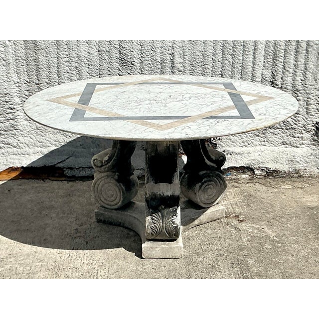 Stone Vintage Regency Inlay Marble Table For Sale - Image 7 of 11