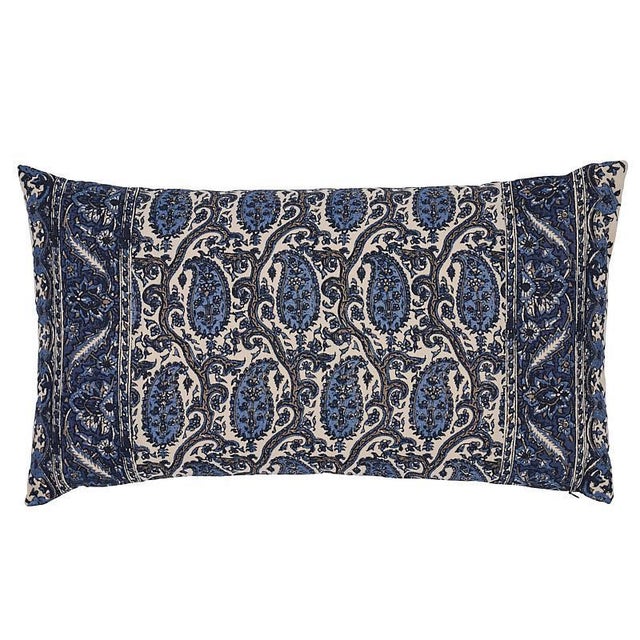 Indian Schumacher Daria Paisley 26" Lumbar Pillow in Indigo For Sale - Image 3 of 3