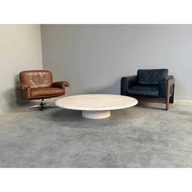 Large Round Travertine Coffee Table from Up & Up, Italy, 1970s For Sale - Image 3 of 14