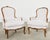 French Pair of French Louis XV Style Walnut Bergeres With Linen For Sale - Image 3 of 18