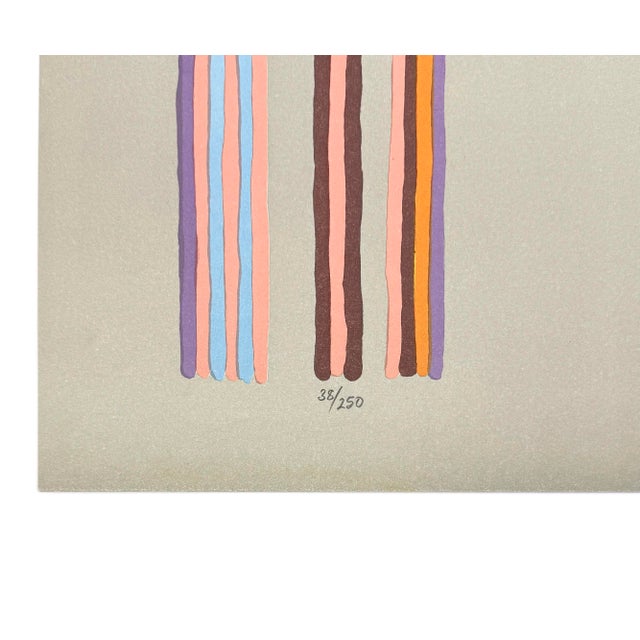 Gene Davis Gene Davis, Royal Curtain, Hand Signed Screen Print, Abstract, 37 X 28 In. Framed, 1980 For Sale - Image 4 of 4