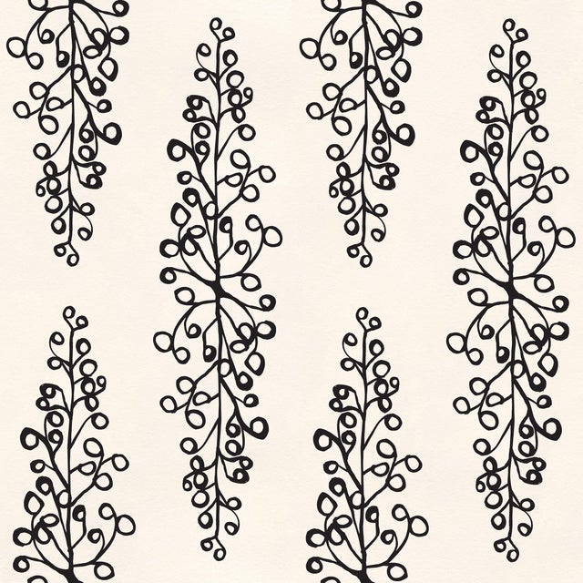 Contemporary Grapevine Wallpaper by Susan Hable in Black on Cream For Sale - Image 3 of 3