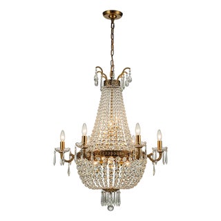 Aloadecor Classic Elegance 12-Light Antique Bronze Empire Crystal Chandelier For Sale