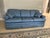 Traditional 1990s Damask Blue Fabric Sofa With 2 Pilows For Sale - Image 3 of 5