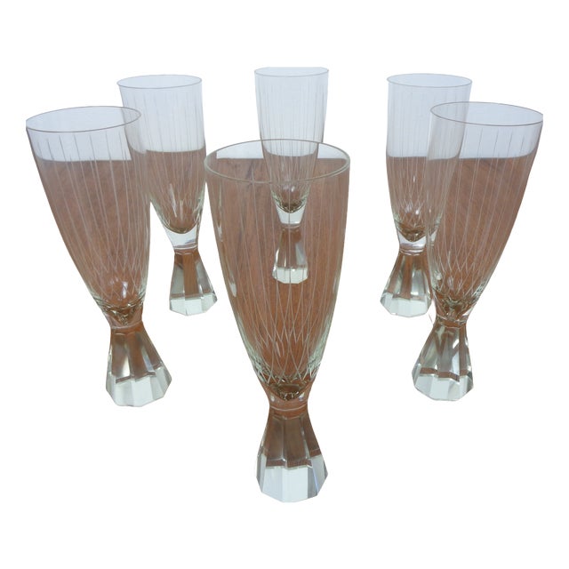 Champagne Glasses from Friedrich Glas, Germany, 1960s, Set of 6 For Sale