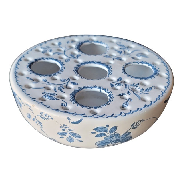 Blue & White Ceramic Bulb Planter For Sale
