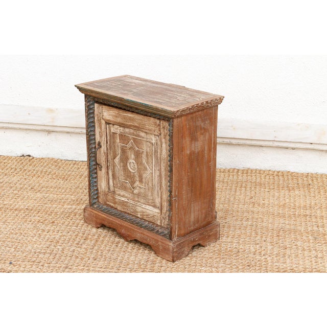 Tan Rustic Reclaimed Door Nightstand Cabinet For Sale - Image 8 of 9