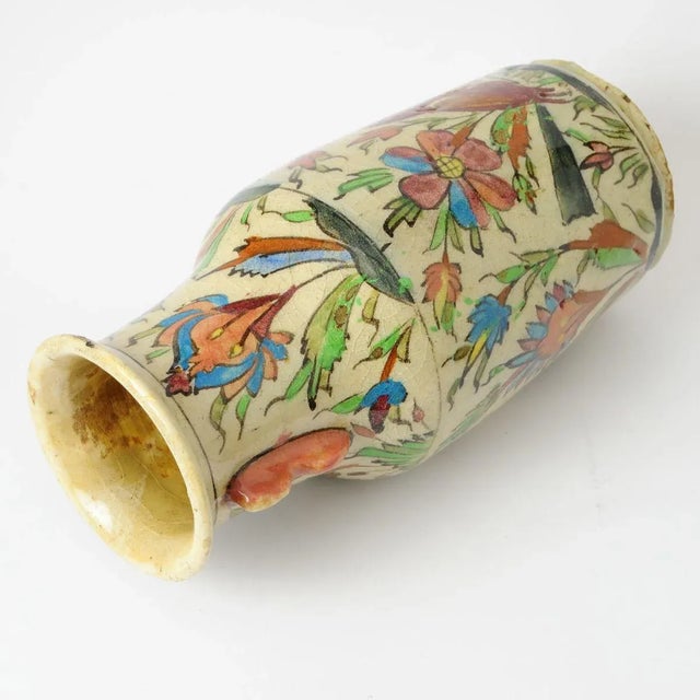 Ceramic Antique Middle Eastern Qajar Dynasty Pottery Vase For Sale - Image 7 of 12