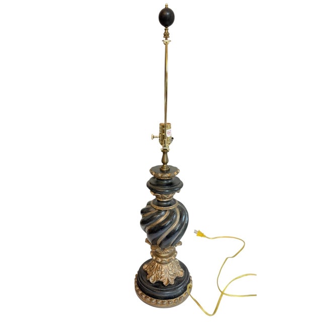 Traditional Chelsea House Spiral Black and Gold Lamp For Sale - Image 3 of 15