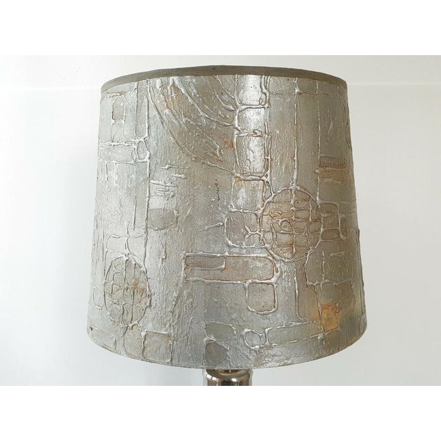 Space Age Table Lamp in Steel with Relief and Moire Reflections, 1970s For Sale - Image 6 of 12