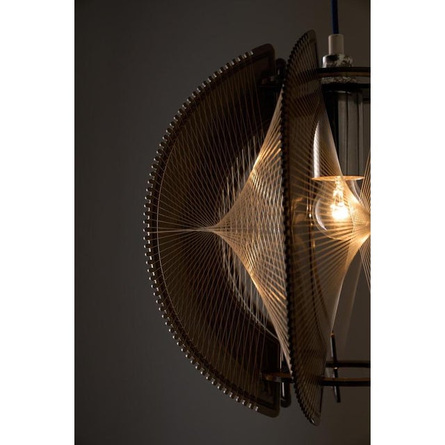 Black Acrylic Glass and Nylon String Pendant by Paul Secon for Sompex, 1970s For Sale - Image 8 of 11
