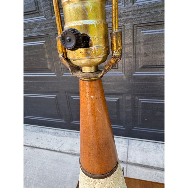 1960s Mid-Century Modern Textured Cone Lamps by Plasto Mfg. Co. - A Pair For Sale - Image 11 of 12