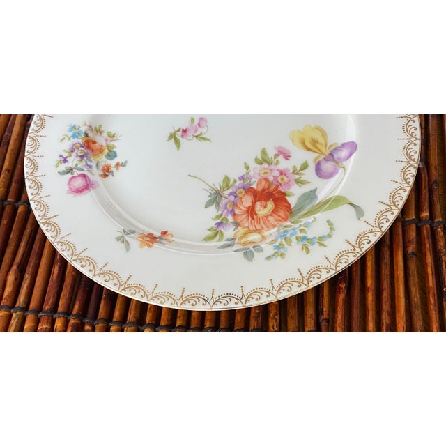 Early 1900s Rosenthal Selb Bavaria for Ovington Bros Set of 6 Hand-Painted Floral Gold Rim Plates For Sale - Image 14 of 16