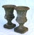 Vintage Large Concrete Garden Urns With Floral Rosetta Relief and Tudor Weave Design- A Pair For Sale - Image 4 of 13