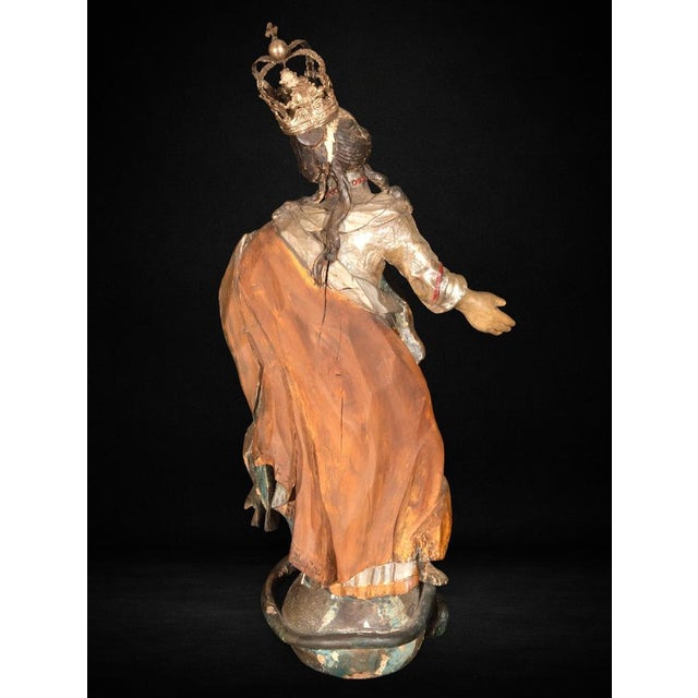 17th Century Spanish Polychrome Immaculate Conception Sculpture, 1650 For Sale - Image 9 of 10