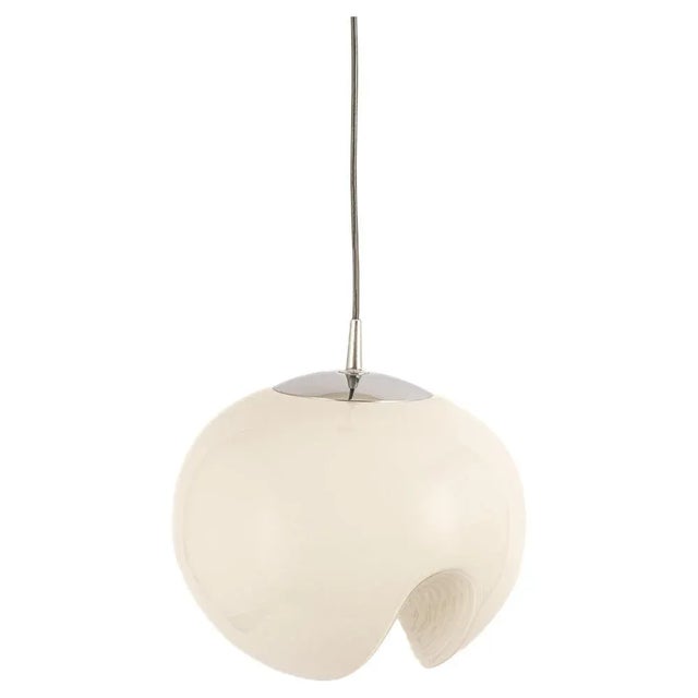 A special round biomorphic opal glass pendant designed by koch & lowy for peill & putzler, manufactured in germany, circa...