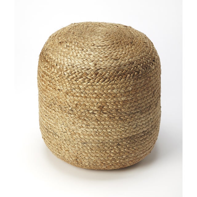 Spritely Home Accent Furniture Noosa 16 in. W Round Jute Accent Pouffe, Natural For Sale - Image 4 of 4