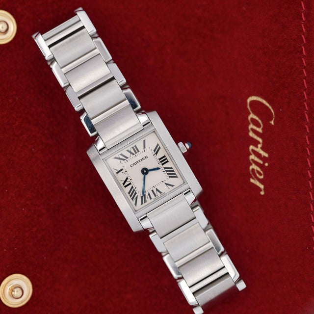 Cartier Tank Française ladies Ref. 2384 (W51008Q3) 20mm rectangular stainless steel case, a matching integrated steel...