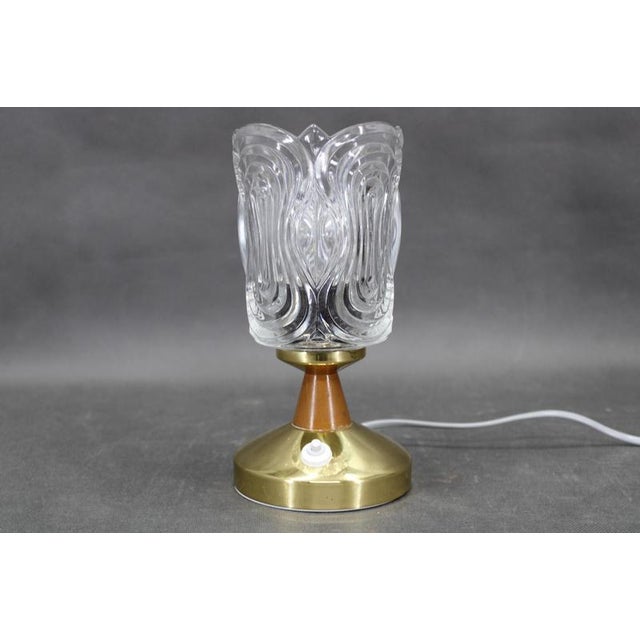 Mid-Century Table Lamps with Sculpted Pressed Glass Shades from Lidokov, 1970s, Set of 2 For Sale - Image 3 of 13