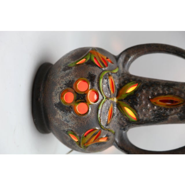 Fat Lava Floor Lamp in Orange and Green Drip-Glaze by Walter Gerhards For Sale - Image 4 of 14