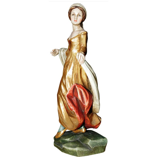 Set of 6 1970s Morisken Dancers, Munich Hand-Carved Wood Figures, Signed Virgil Oberpacher For Sale - Image 11 of 13