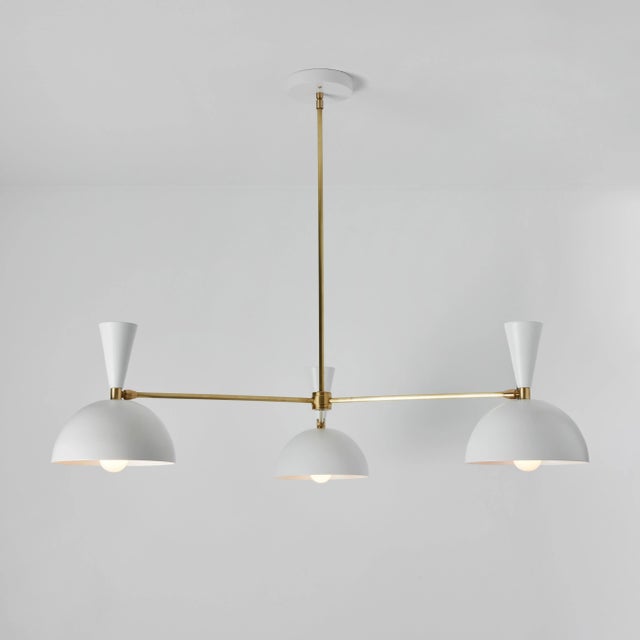 Large Three-Cone 'Lola Ii' Chandelier in White and Brass For Sale - Image 11 of 13