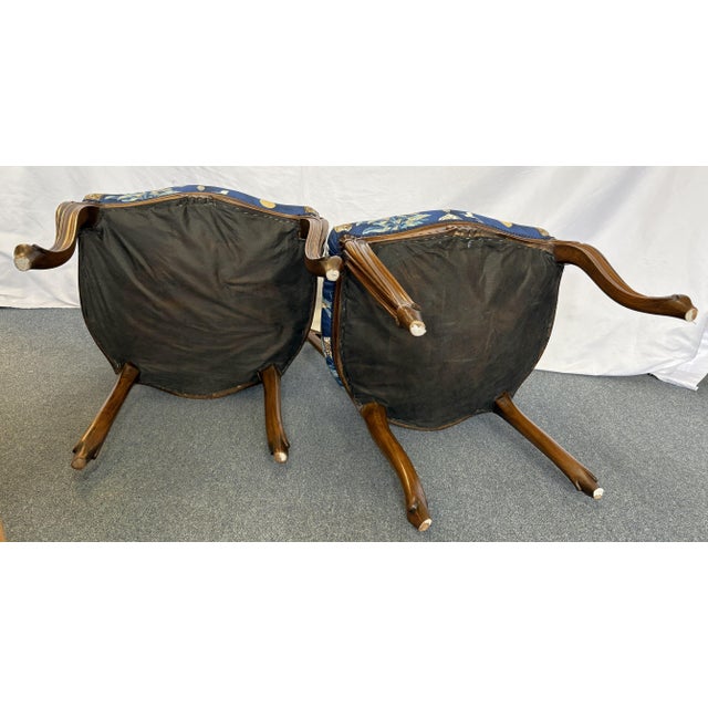 Vintage Pretzel Back Wood Chairs With New Statement Upholstery- A Pair For Sale - Image 15 of 18