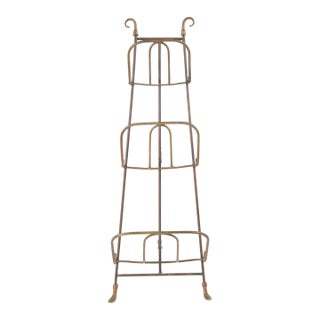 Early 20th Century Brass Tripod Tier Magazine Rack For Sale