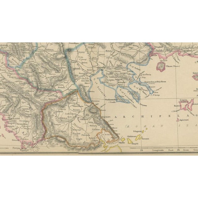 Antique Hand-Colored Map of Turkey in Europe and the Balkans, 1860s For Sale - Image 6 of 9