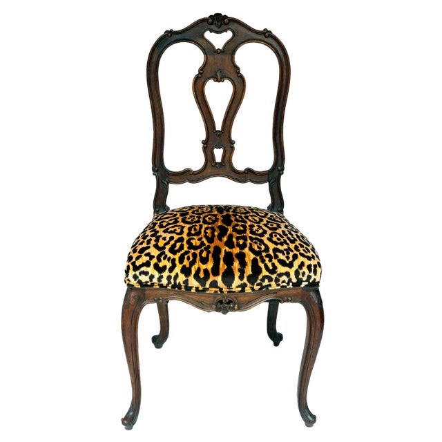 Antique Mahogany Chair With Leopard Velvet For Sale - Image 4 of 8
