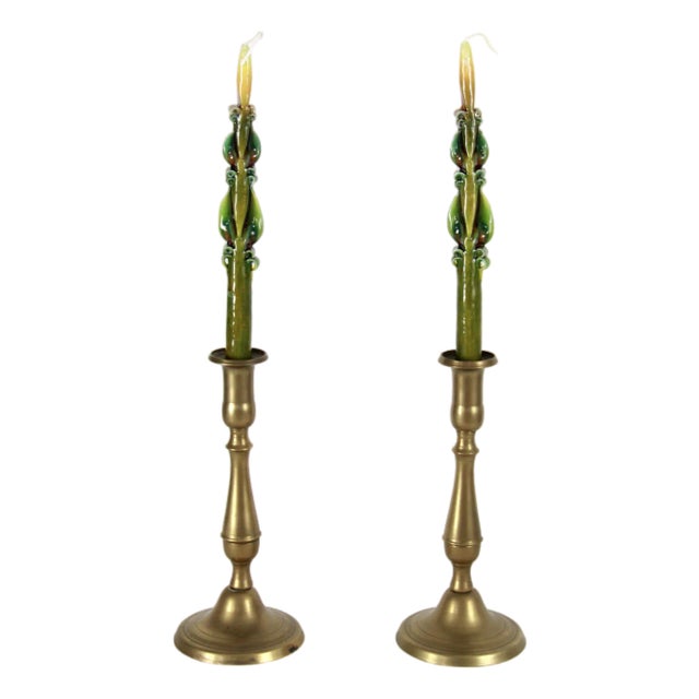 Vintage Brass Candleholders, 1950s, Set of 2 For Sale